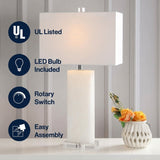 Tiggie 27" Alabaster LED Table Lamp White Alabaster/Clear – ICONS