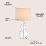 Hadley 26" Crystal LED Table Lamp - JONATHAN Y