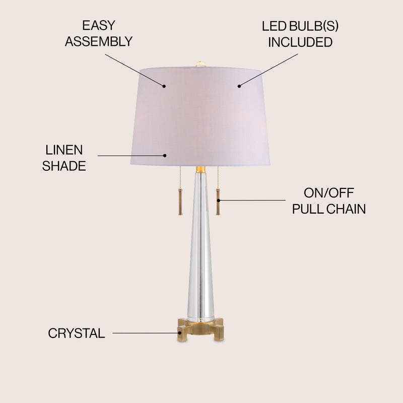 Zoe 29.5" Crystal LED Table Lamp - JONATHAN Y