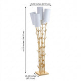 Bamboo Brass 65.5" LED Floor Lamp Gold/White / 5 Sockets – DIM