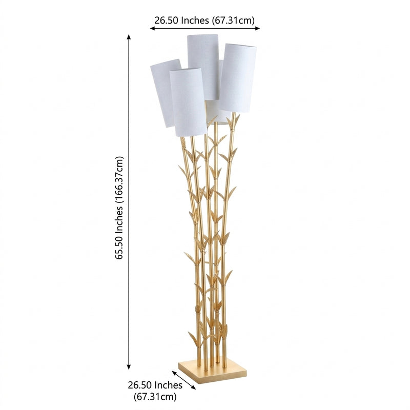 Bamboo Brass 65.5" LED Floor Lamp Gold/White / 5 Sockets – DIM