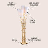 Bamboo Brass 65.5" LED Floor Lamp - JONATHAN Y