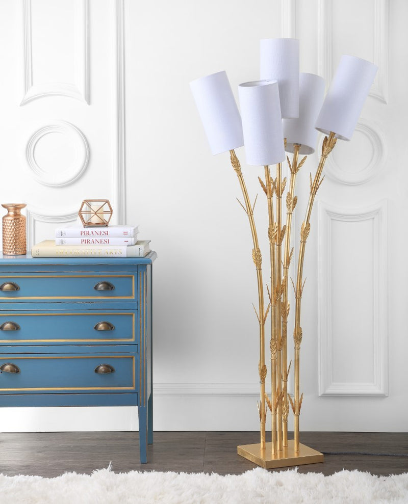 Bamboo Brass 65.5" LED Floor Lamp - JONATHAN Y