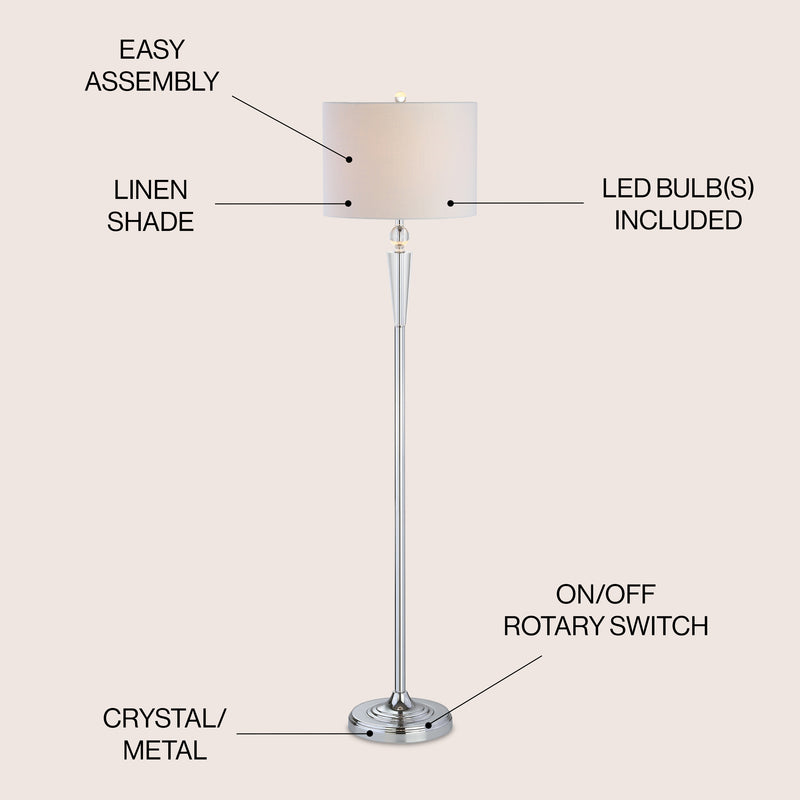 Reese 59.5" Crystal LED Floor Lamp - JONATHAN Y