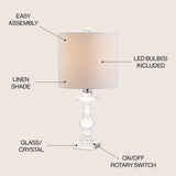 Kellen 20.75" Crystal LED Table Lamp - JONATHAN Y