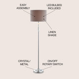 Layla 59.5" Crystal / Metal LED Floor Lamp - JONATHAN Y