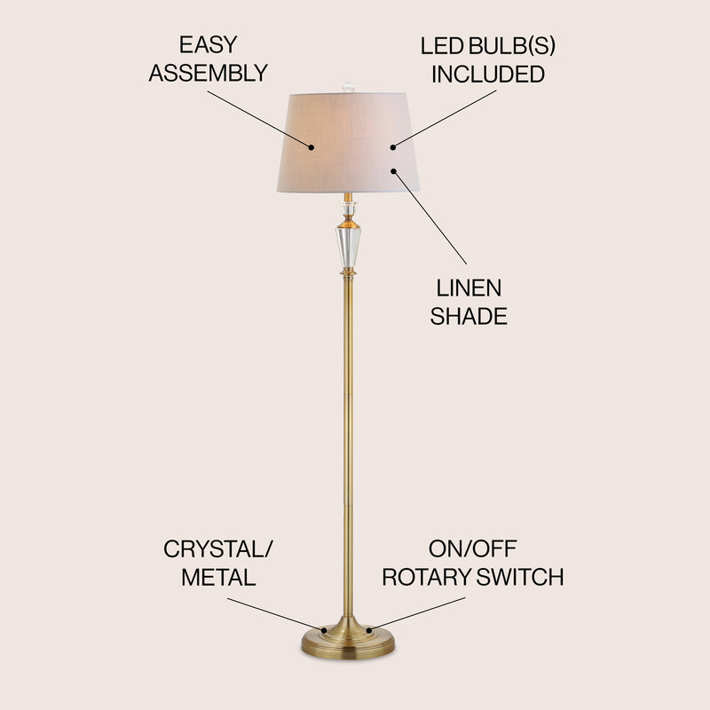 Harper 61" Crystal / Metal LED Floor Lamp - JONATHAN Y