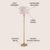 Evelyn 60" Crystal / Metal LED Floor Lamp