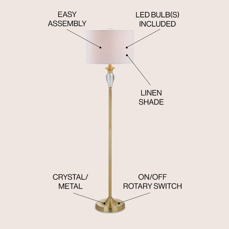 Evelyn 60" Crystal / Metal LED Floor Lamp