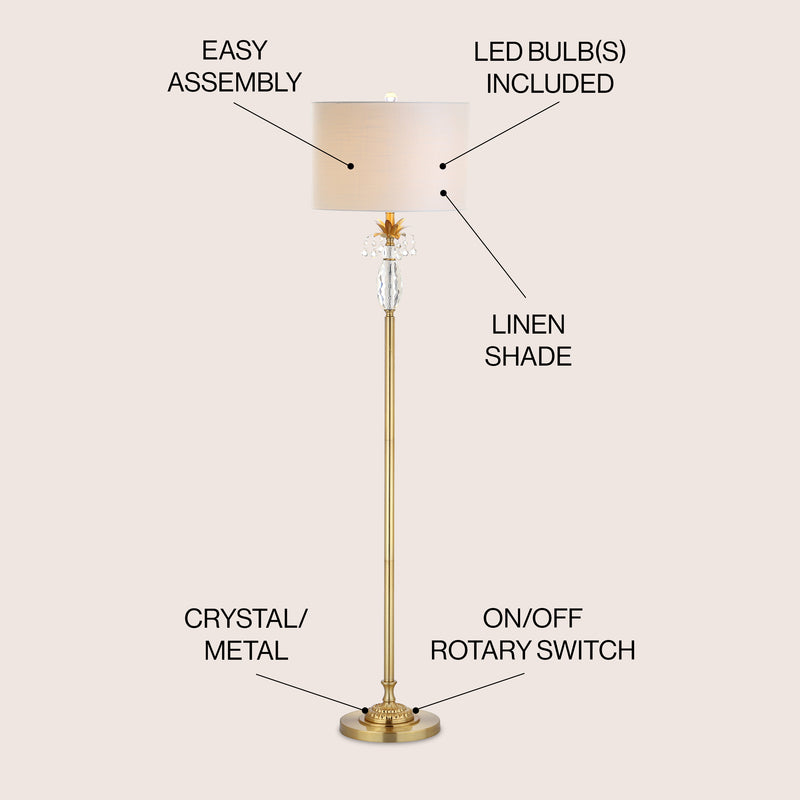 Adalyn 61" Crystal / Metal LED Floor Lamp - JONATHAN Y