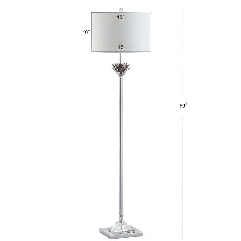 Amelia Lotus 59" Crystal / Metal LED Floor Lamp - JONATHAN Y