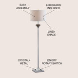 Amelia Lotus 59" Crystal / Metal LED Floor Lamp - JONATHAN Y