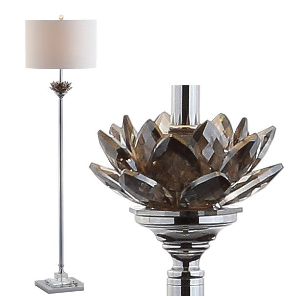 Amelia Lotus 59" Crystal / Metal LED Floor Lamp - JONATHAN Y