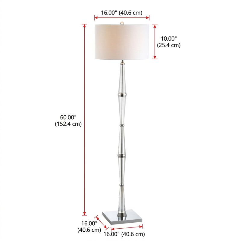 Francine 60" Crystal LED Floor Lamp Chrome/Clear – DIM