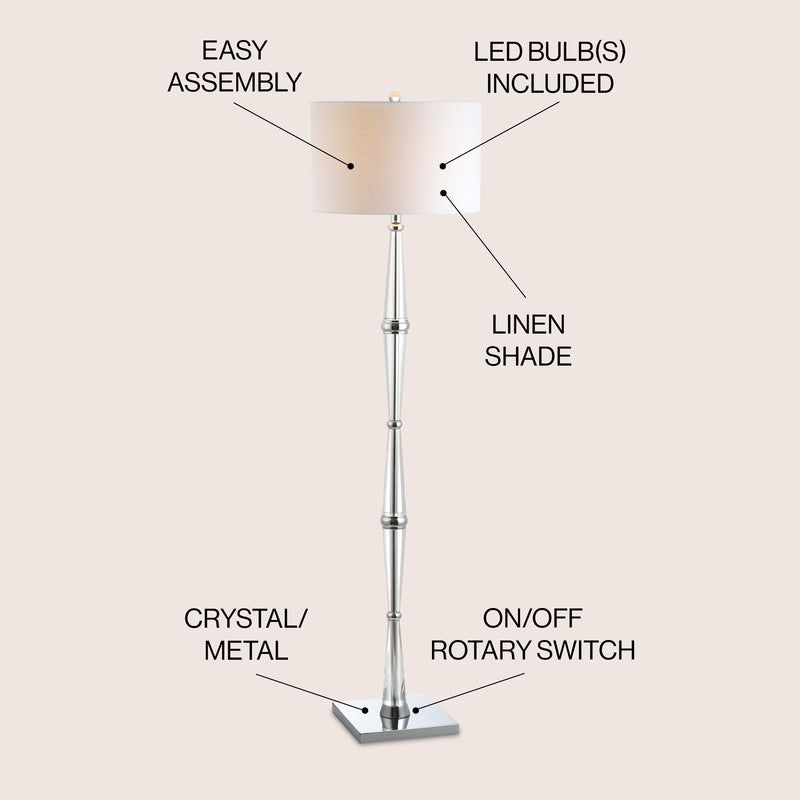 Francine 60" Crystal LED Floor Lamp - JONATHAN Y