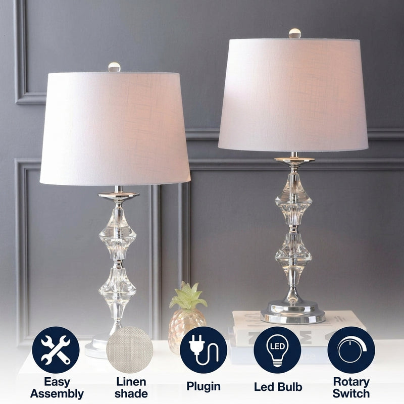 Madison 27.5" Crystal LED Table Lamp Set 2 Clear/Chrome (Set of 2) – ICONS