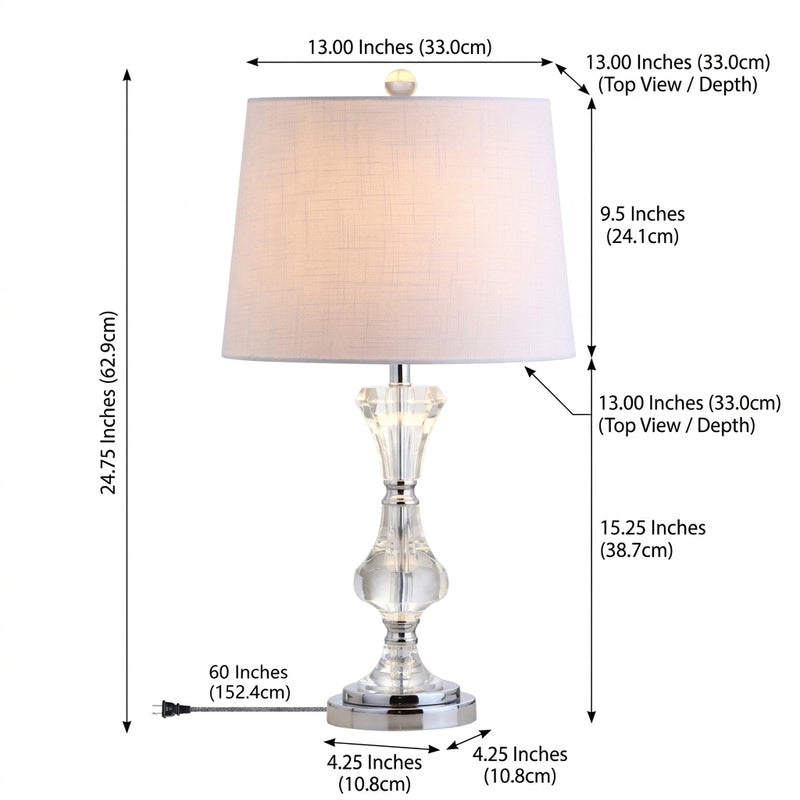 Riley 25" Crystal LED Table Lamp Clear – DIM