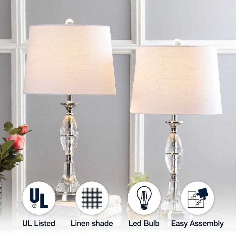 Reid 25.5" Crystal LED Table Lamp Set 2 Clear/Chrome (Set of 2) – ICONS