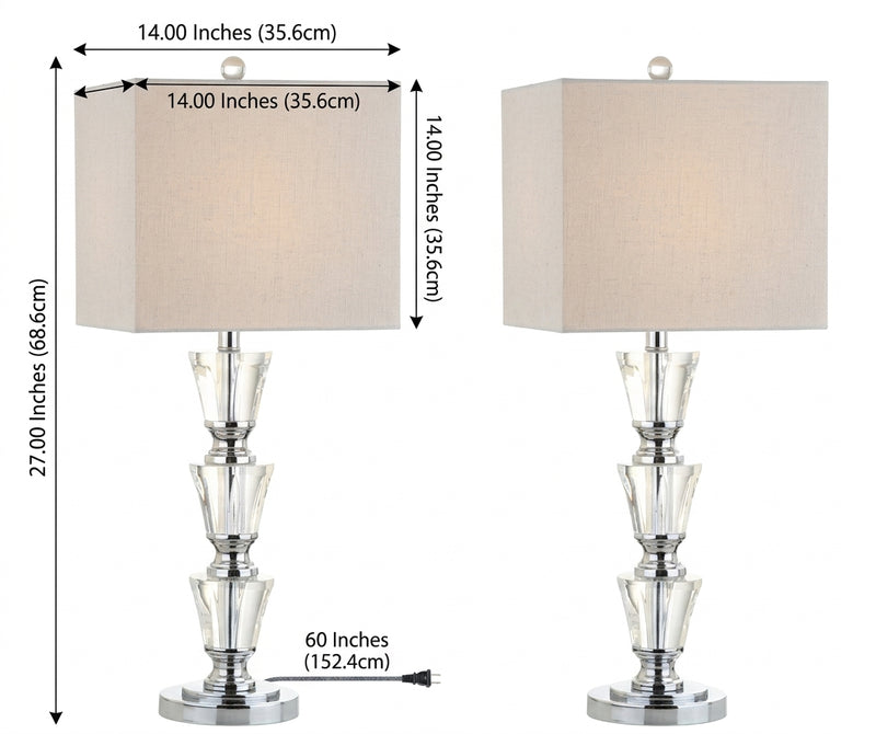 Layla 27" Crystal LED Table Lamp Set 2 Clear (Set of 2) – DIM