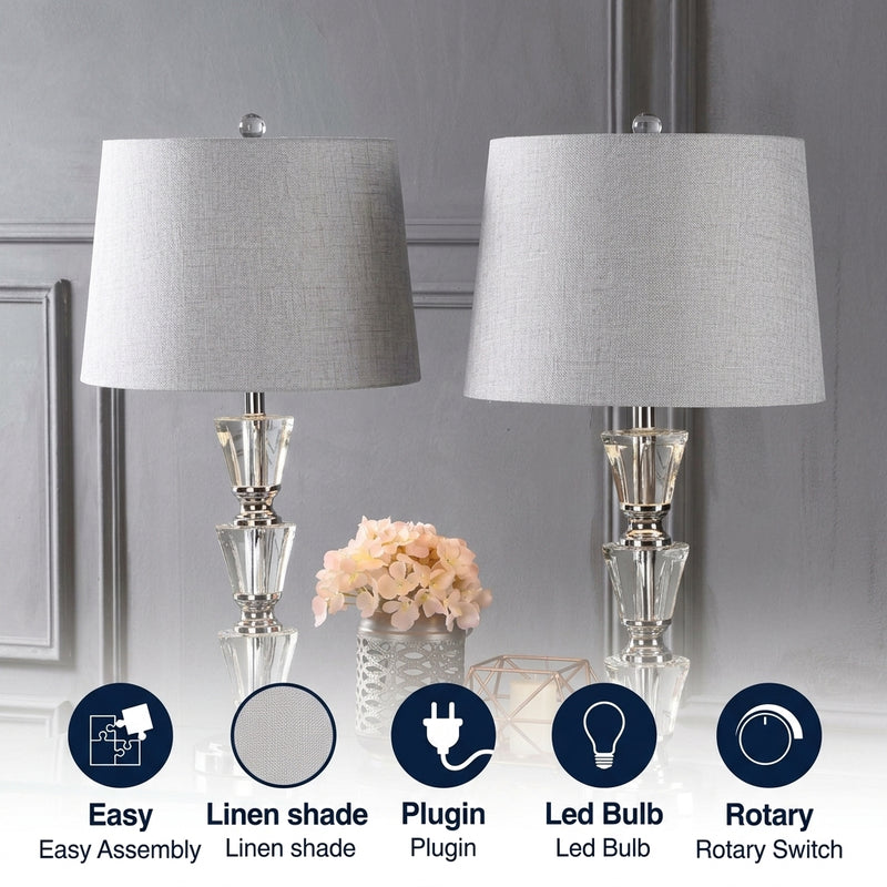 Layla 27" Crystal LED Table Lamp Set 2 Clear (Set of 2) – ICONS