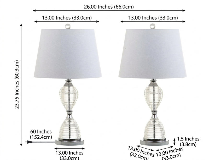 Aubrey 24" Crystal LED Table Lamp Set 2 Clear (Set of 2) – DIM