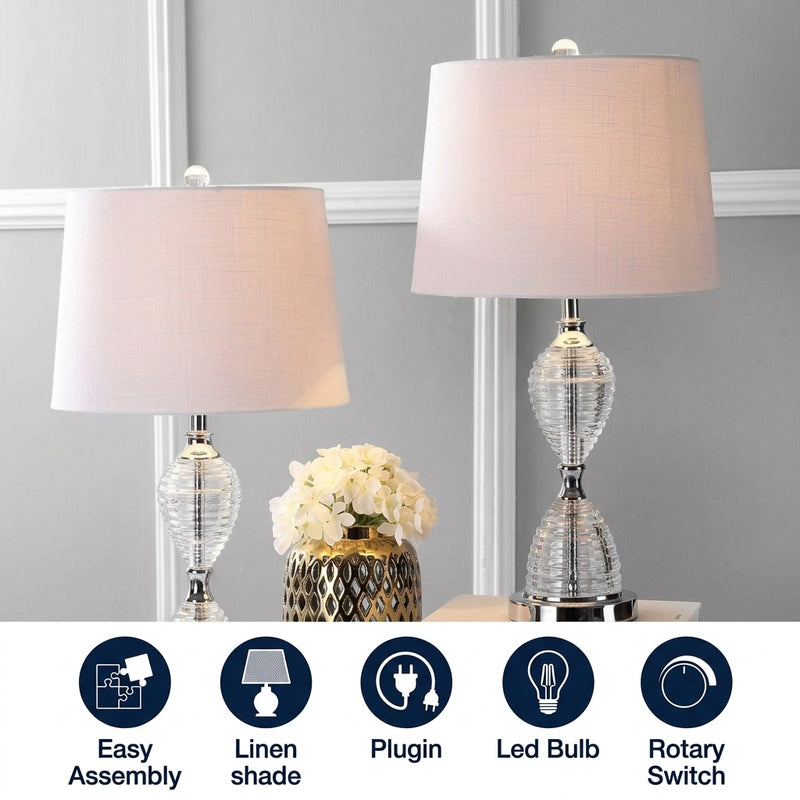 Aubrey 24" Crystal LED Table Lamp Set 2 Clear (Set of 2) – ICONS