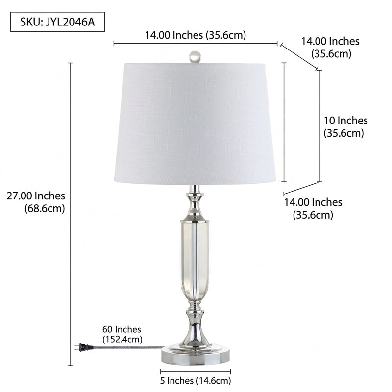 Bella 27" Crystal LED Table Lamp Clear – DIM
