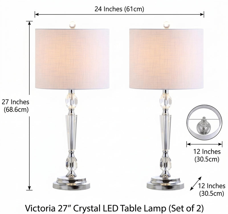 Victoria 27" Crystal LED Table Lamp Set 2 Clear (Set of 2) – DIM