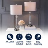 Victoria 27" Crystal LED Table Lamp Set 2