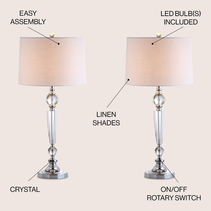 Emma 29.5" Crystal LED Table Lamp Set 2