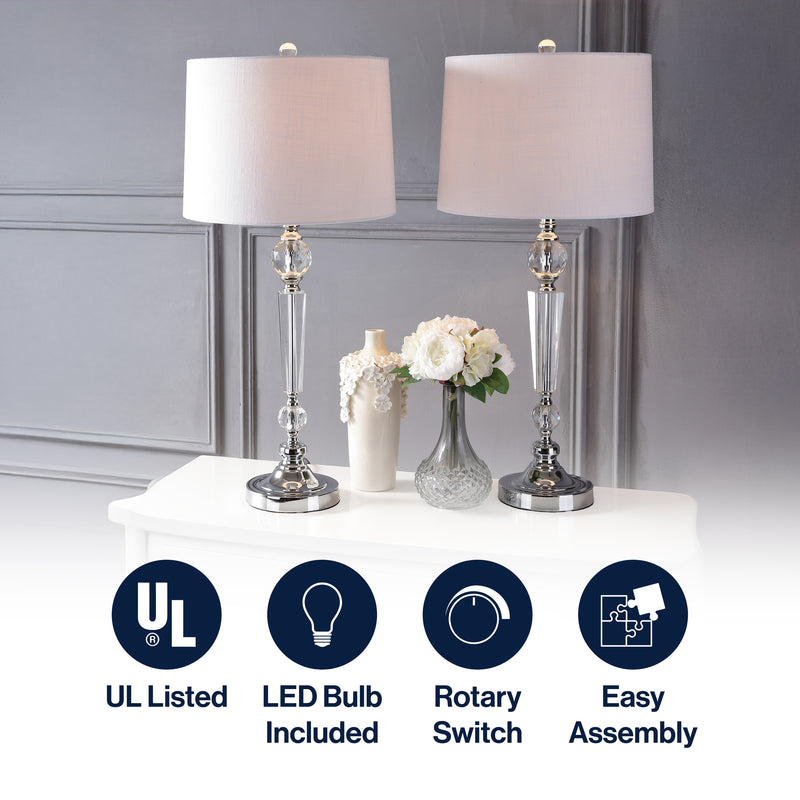 Emma 29.5" Crystal LED Table Lamp Set 2