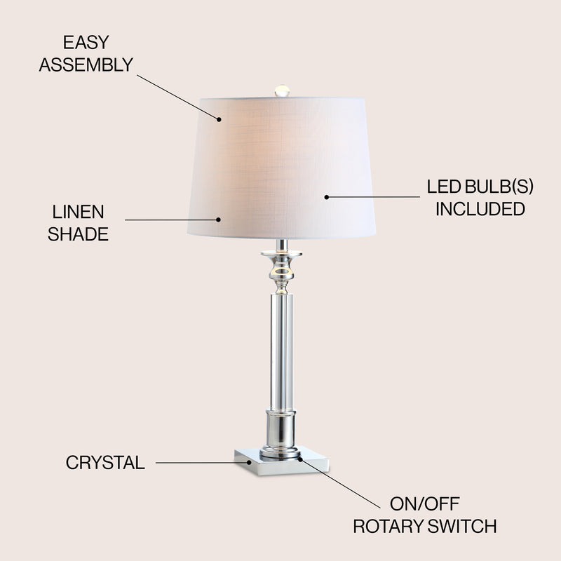 Dean 28" Crystal LED Table Lamp - JONATHAN Y