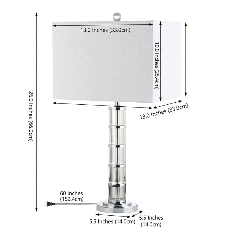 Hailey 26" Crystal LED Table Lamp Clear/Chrome – DIM