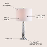 Hailey 26" Crystal LED Table Lamp - JONATHAN Y