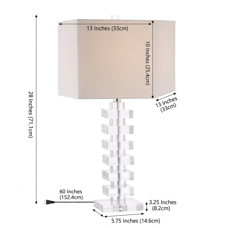June 28" Crystal LED Table Lamp Clear – DIM