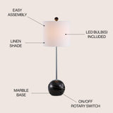 Alexa 31.5" Marble Sphere LED Table Lamp - JONATHAN Y