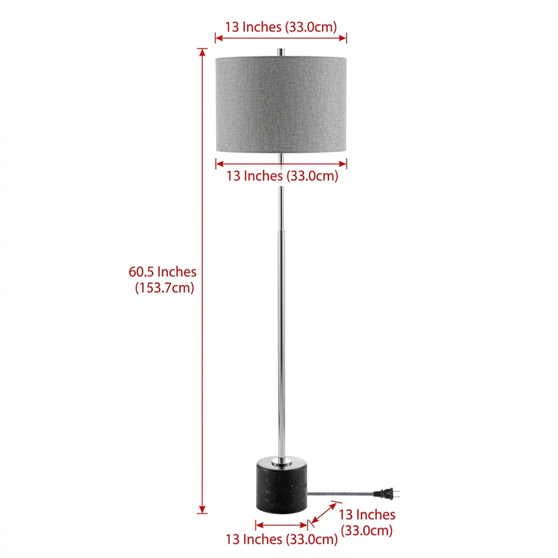 Levitt 60.5" Marble/Metal LED Floor Lamp Black/Chrome – DIM