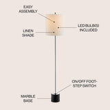 Levitt 60.5" Marble/Metal LED Floor Lamp - JONATHAN Y