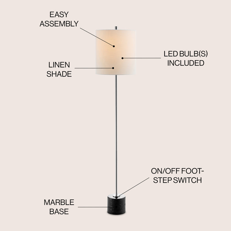 Levitt 60.5" Marble/Metal LED Floor Lamp - JONATHAN Y