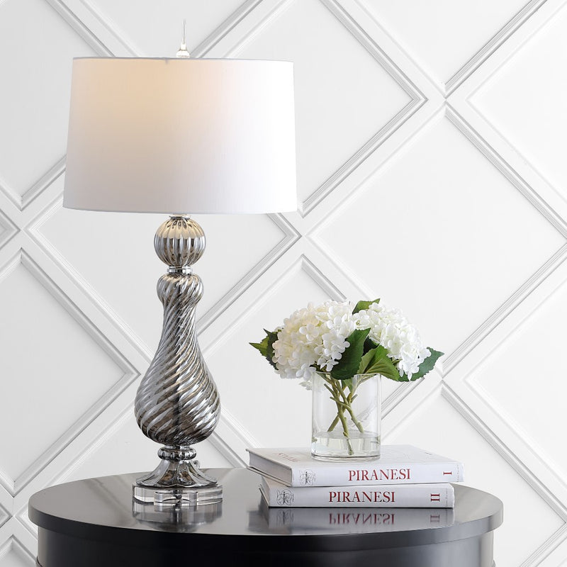 Murano 32" Swirled Crystal/Glass LED Table Lamp - JONATHAN Y