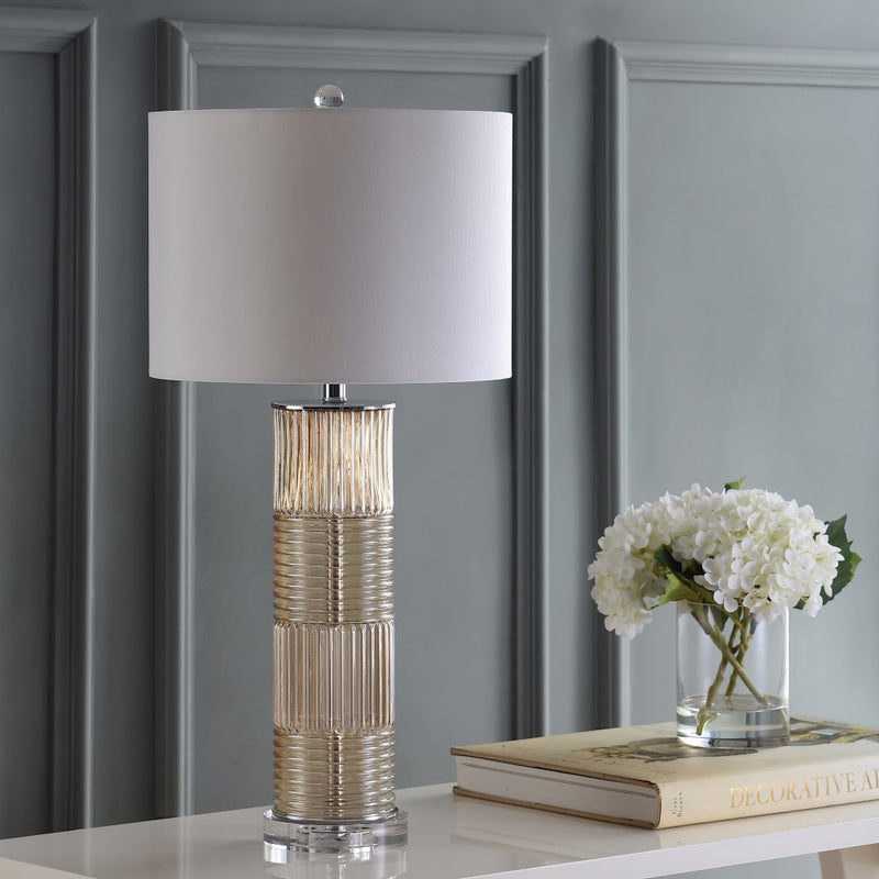 Genevieve 30" Glass/Crystal LED Table Lamp - JONATHAN Y