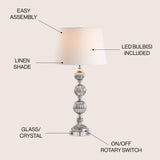 Vivienne 31" Triple Sphere Glass/Crystal LED Table Lamp - JONATHAN Y