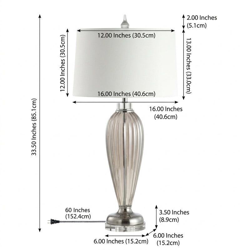 Julian 33.5" Glass/Crystal LED Table Lamp Smoked Grey – DIM
