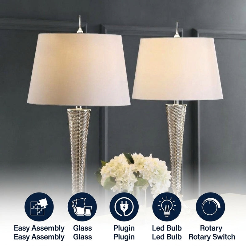 Caterina 32" Glass LED Table Lamp Set 2 Champagne (Set of 2) – ICONS