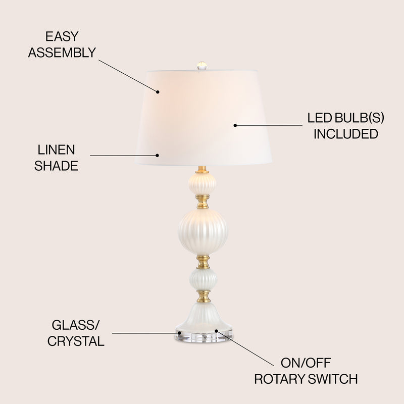 Maddie 30" Glass/Crystal LED Table Lamp - JONATHAN Y