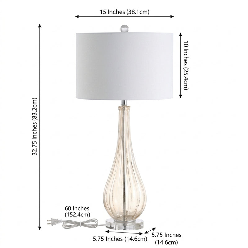 Dew Drop 32.75" Glass/Crystal LED Table Lamp Champagne – DIM