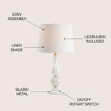 Maddie 28" Glass/Metal LED Table Lamp - JONATHAN Y