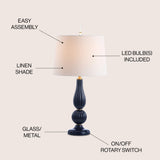 Maddie 28" Glass/Metal LED Table Lamp - JONATHAN Y