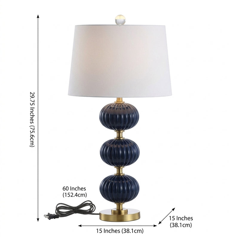 Carter 29.7" Glass LED Table Lamp Navy – DIM