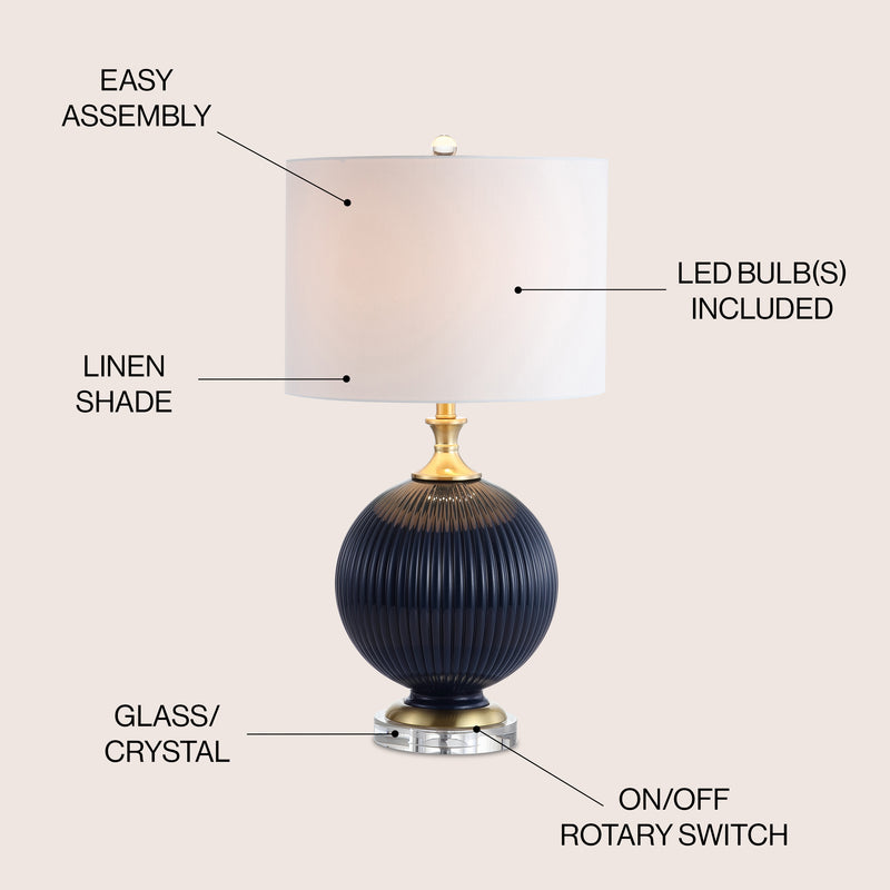 Lucette 26.5" Glass/Crystal LED Table Lamp - JONATHAN Y